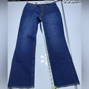 J. Crew Button Fly High-Rise Flare Crop Medium Blue Jeans